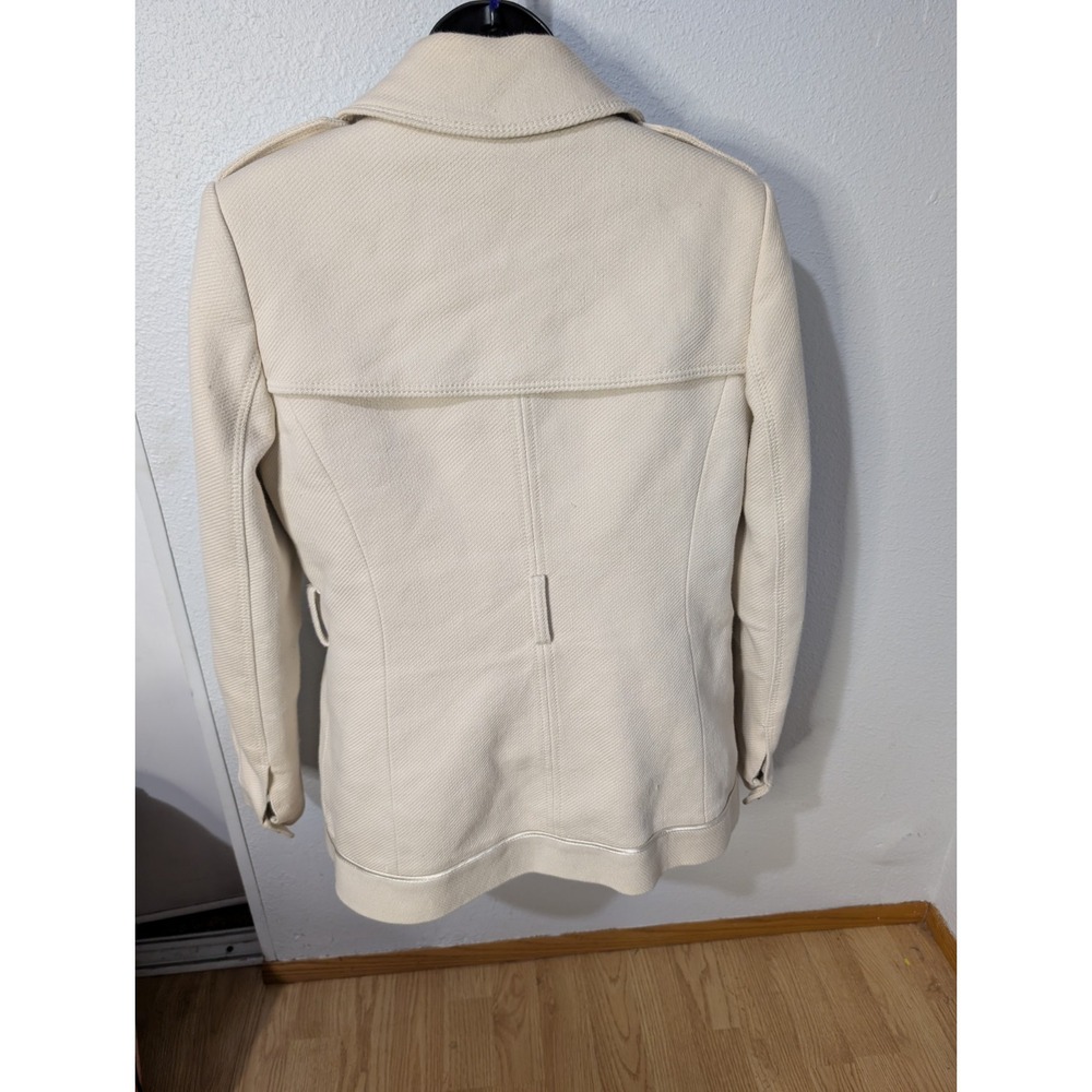 Banana Republic Ivory Moto Jacket Womens S Cotton Knit Structured Career NO Belt - Picture 2 of 12